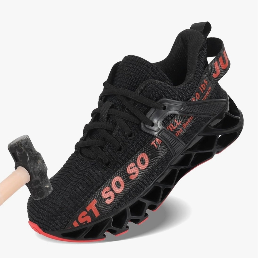 Steel Toe Black And Red Work Sneakers